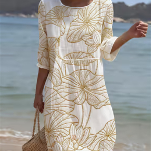 Women's Casual Floral Print Round Neck Dress