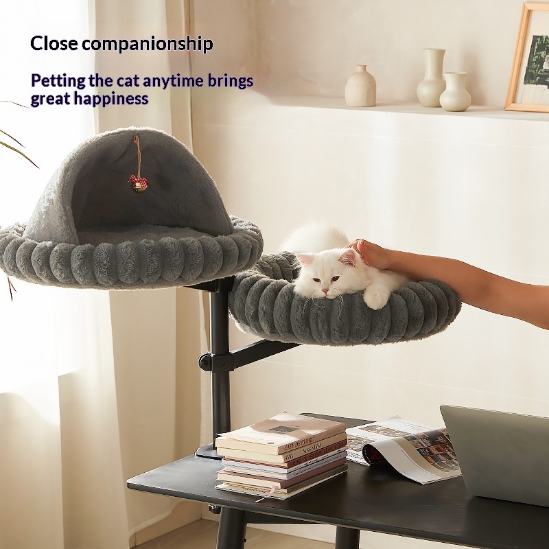 Desktop Cat Tree With Rotating Platform And Adjustable Height