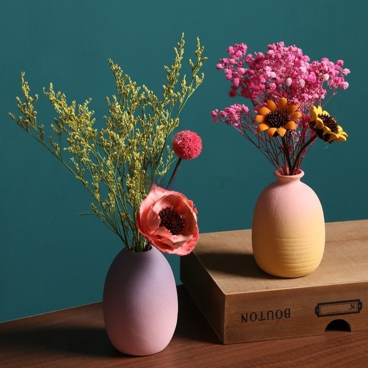 Ceramic Bud Vase with Dried Flowers
