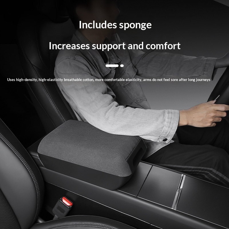 Height-adjustable Storage Box With Suede-like Armrest Tray