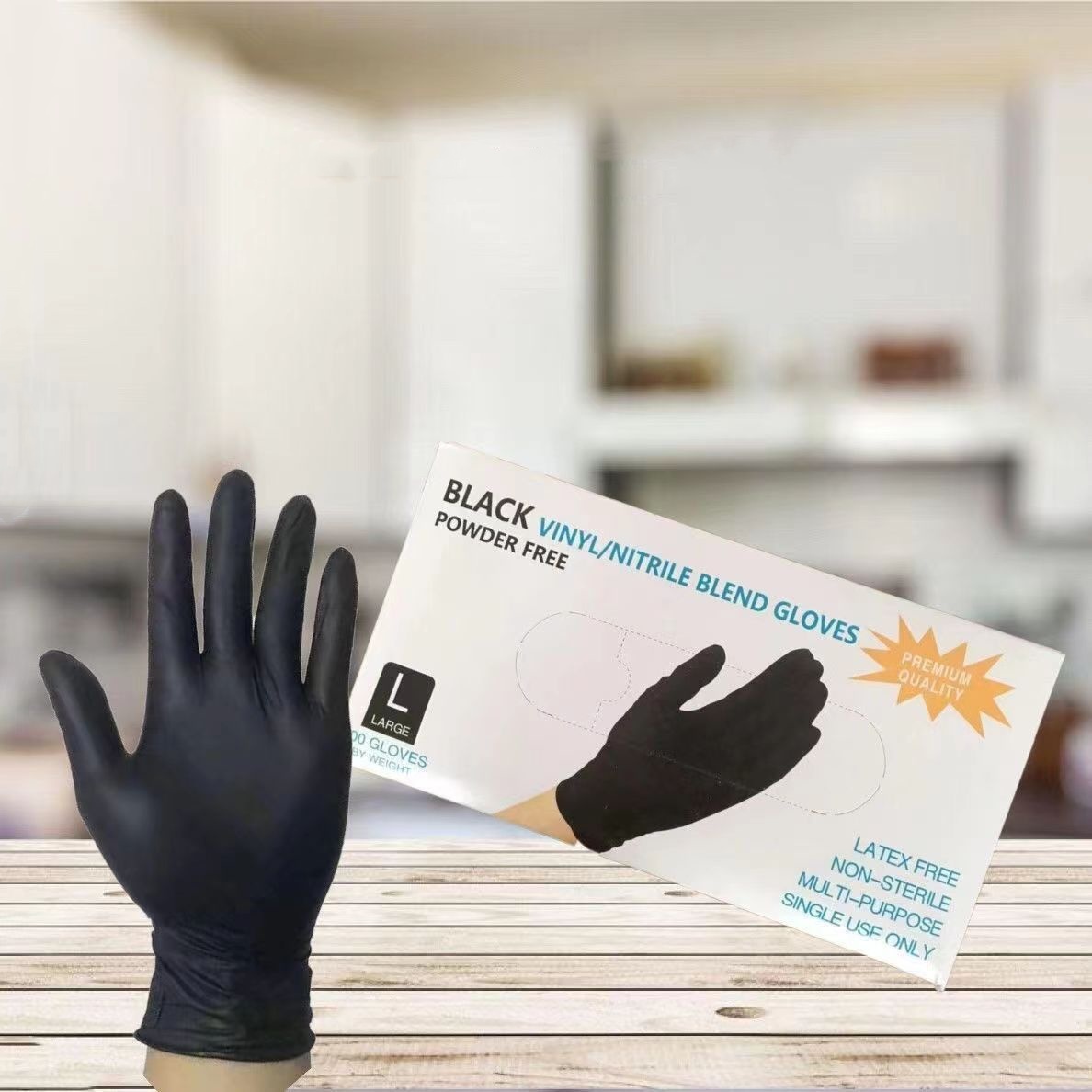 Black Thickened Disposable Gloves Nitrile Rubber Protective Blue Latex Food-grade Dishwashing