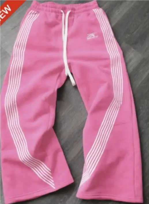Striped With Fleece Lining Fleece Sports Pants