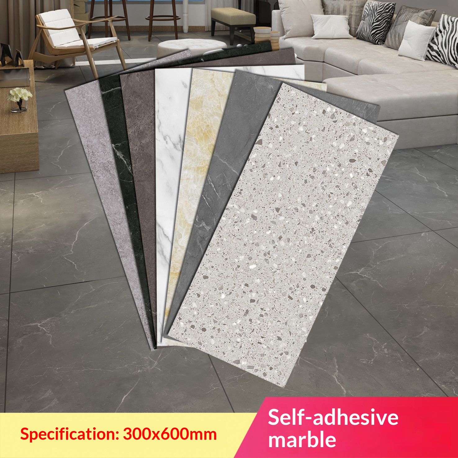 Tile Stickers Self-adhesive Marble Floor Tiles