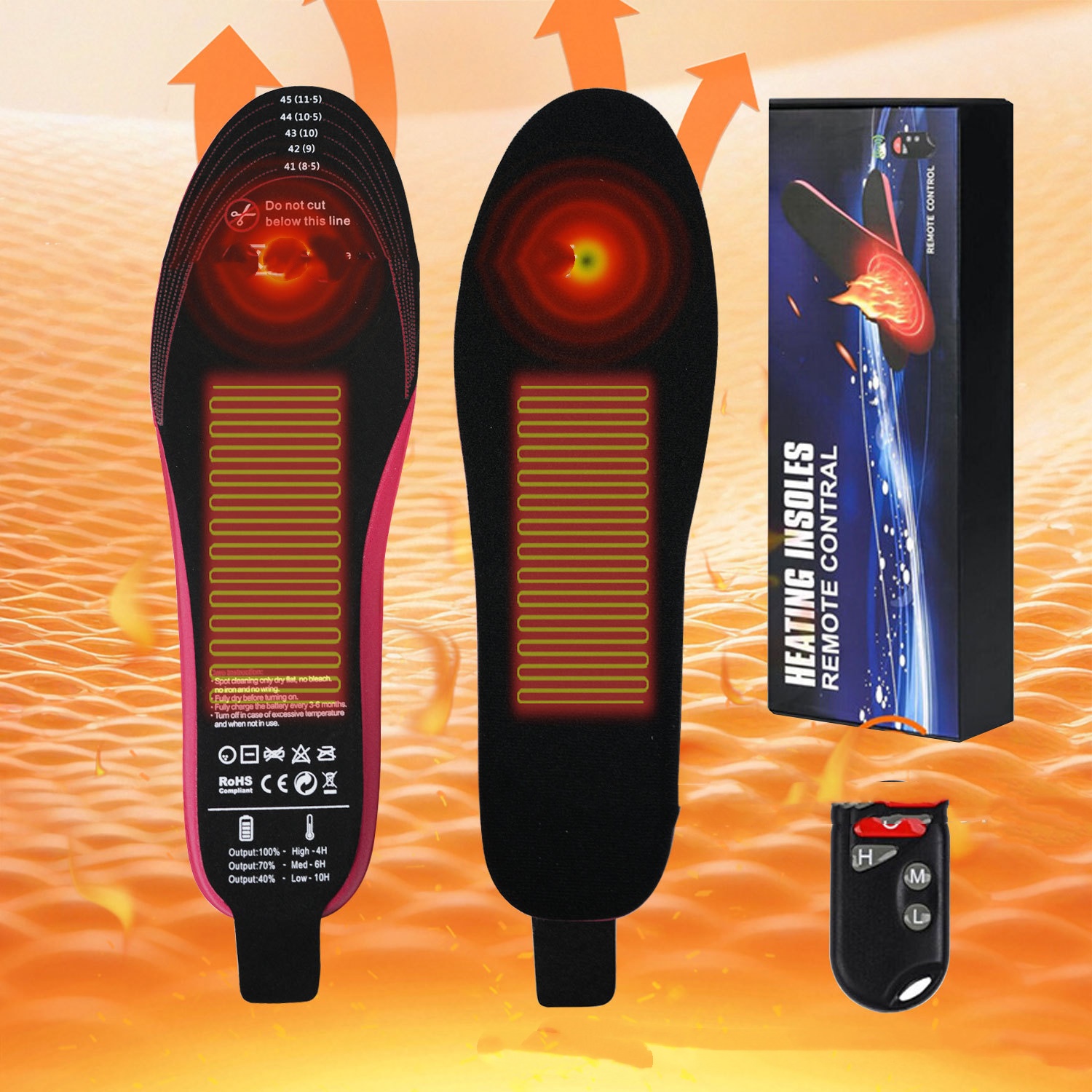 USB-Charged Remote-Controlled Heated Insoles