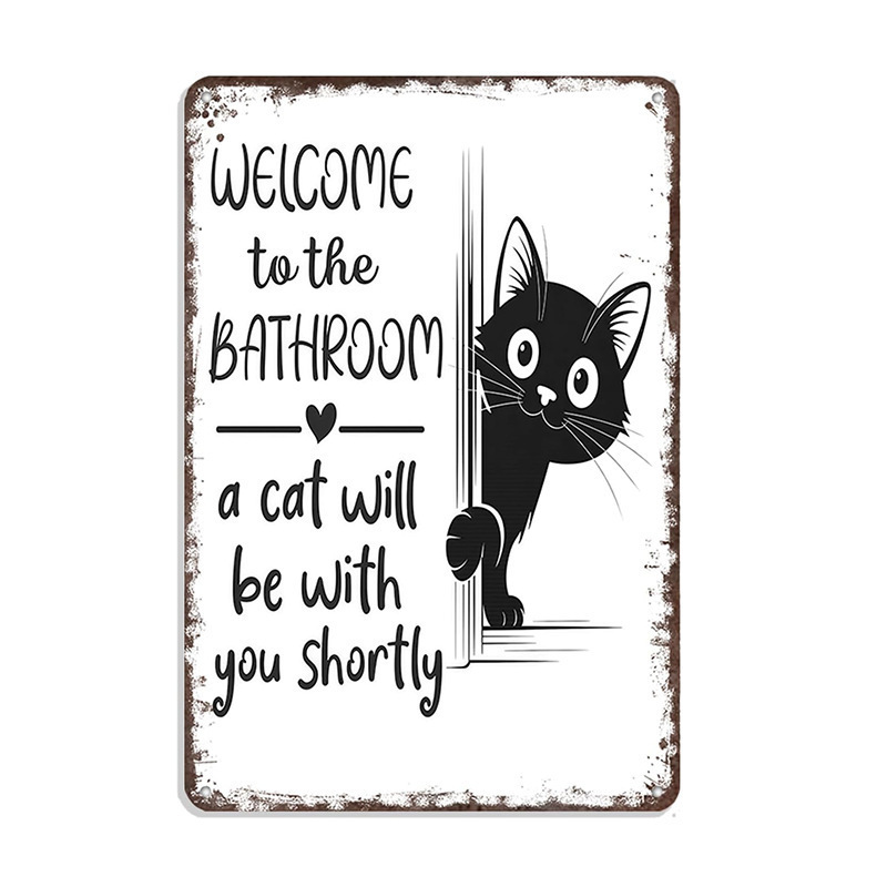 Black And White Cat Tin Art Wall Decoration
