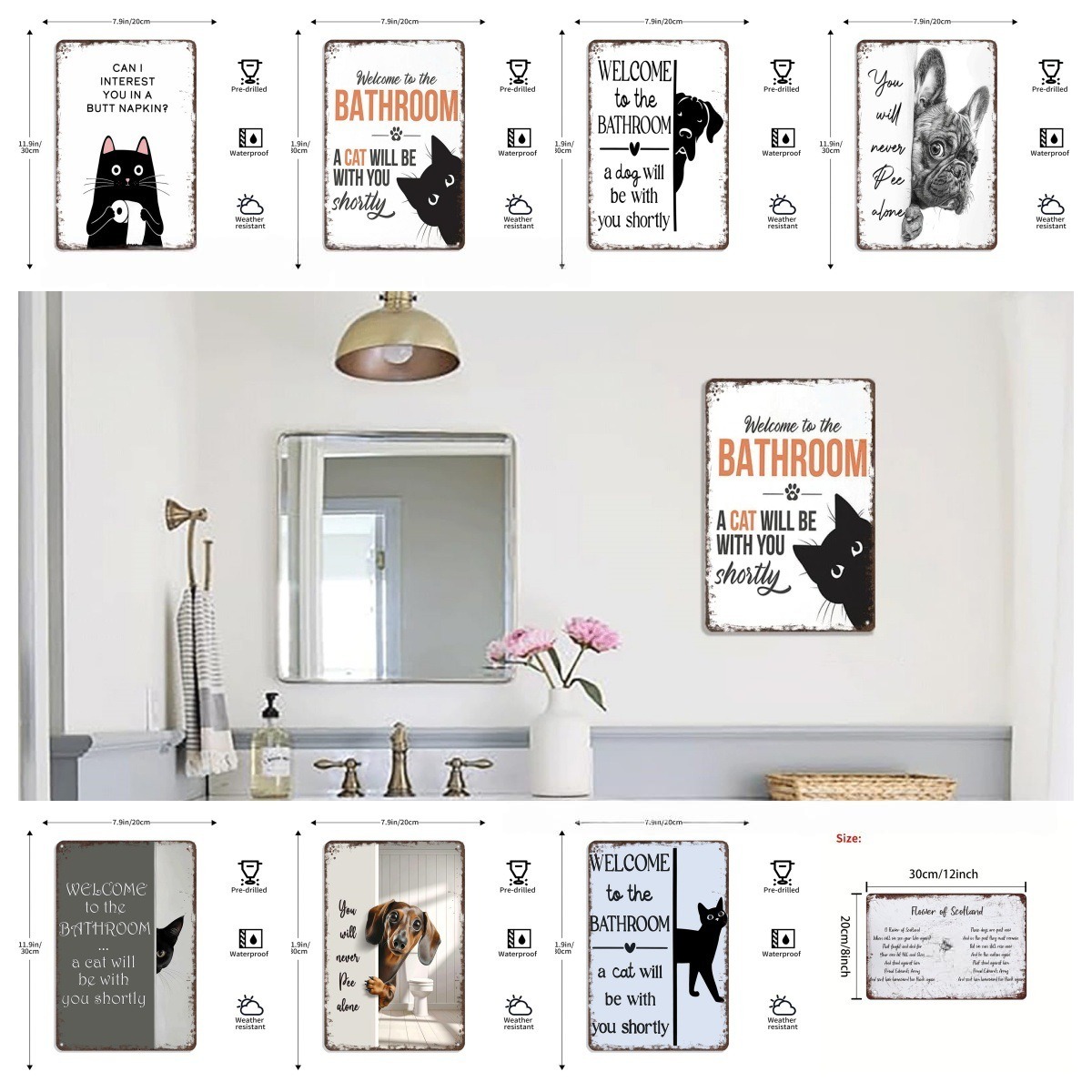 Black And White Cat Tin Art Wall Decoration