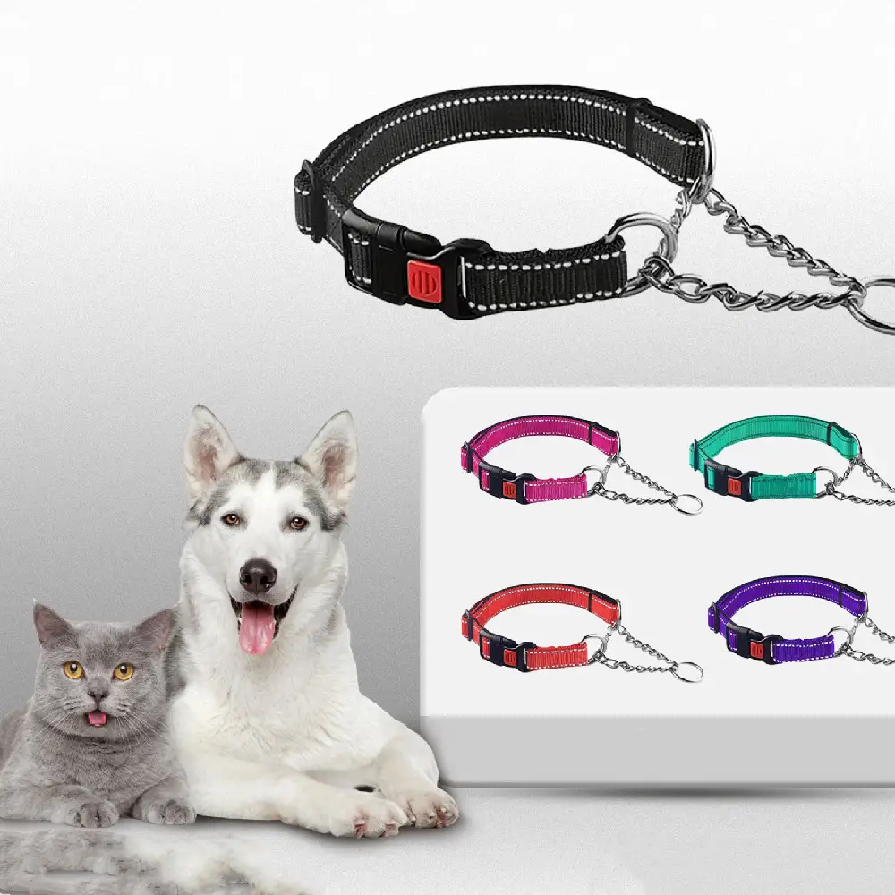 Reflective Nylon Stainless Steel Pet Collar
