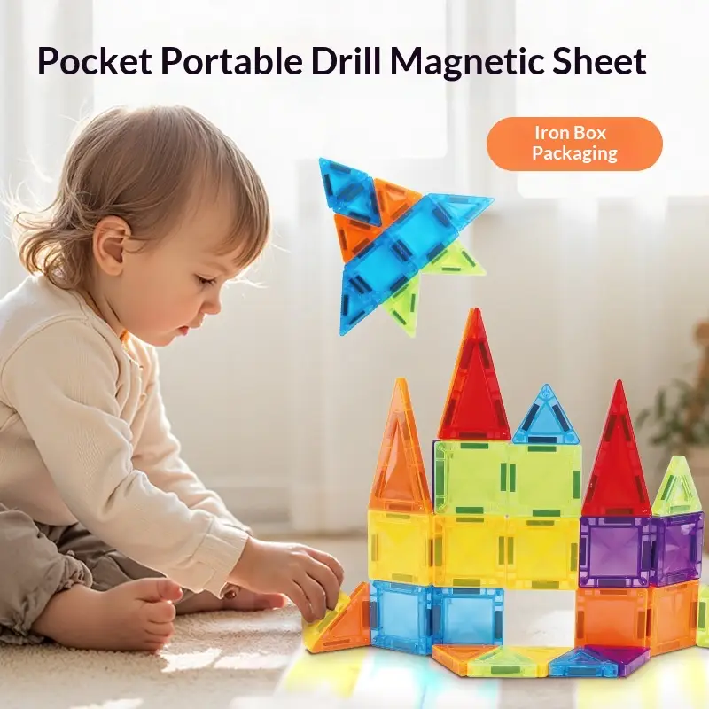 Childrens Colorful Magnetic Tiles With Strong Magnets For Educational Building