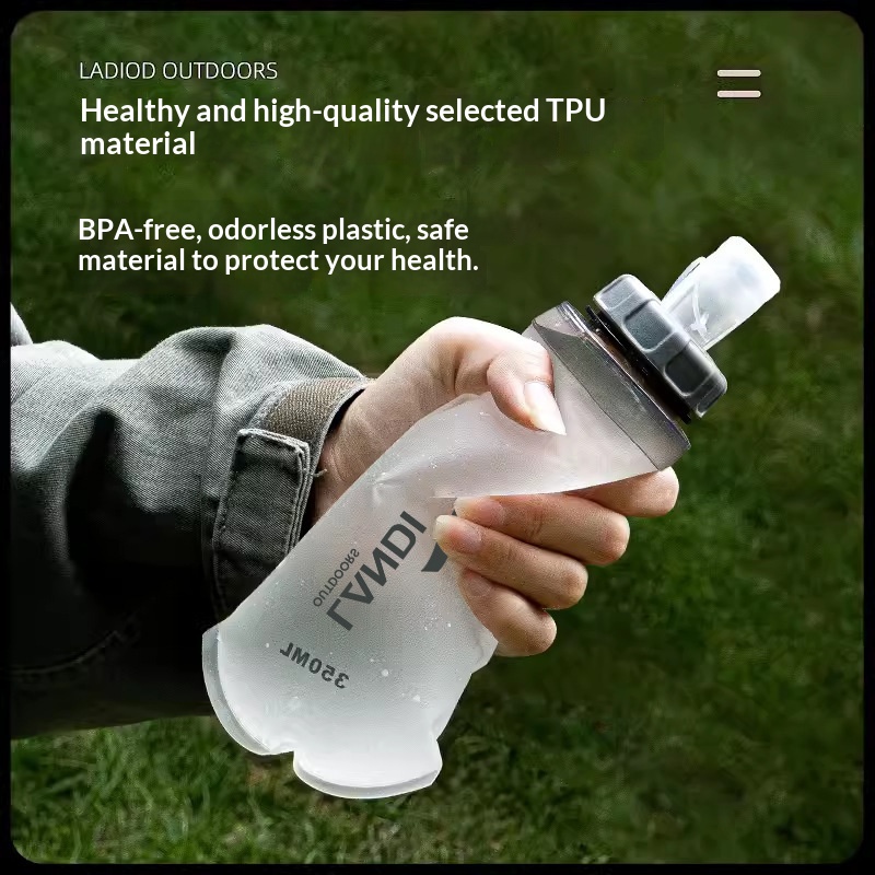 Sports Soft Water Bottle TPU Foldable Soft Water Bag Outdoor Running Hiking Marathon Pocket Portable Water Cup