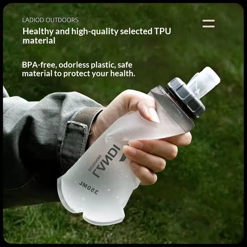 Sports Soft Water Bottle TPU Foldable Soft Water Bag Outdoor Running Hiking Marathon Pocket Portable Water Cup