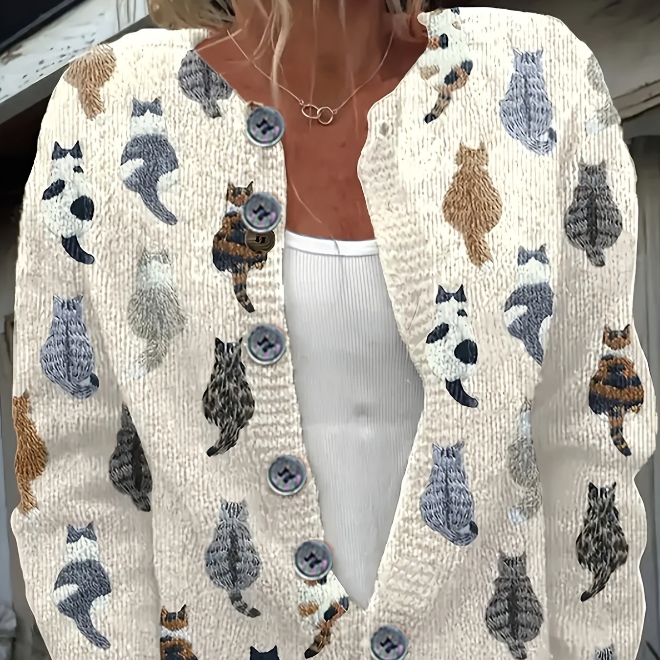 3D Printed Fashion Women's Knitted Coat