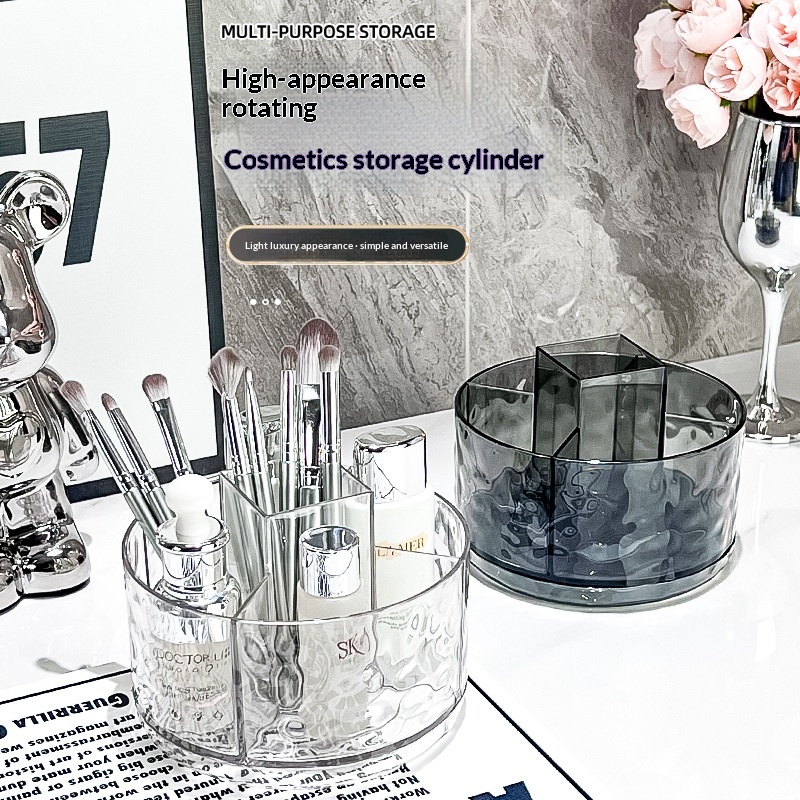 Light-luxury Water-wave Pattern Rotating Storage Box With Glacier-grain Dividers