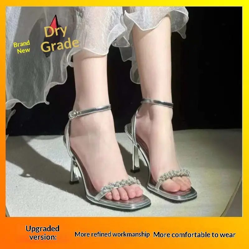 New French-style Rhinestone-embellished Slingback High Heels For Women