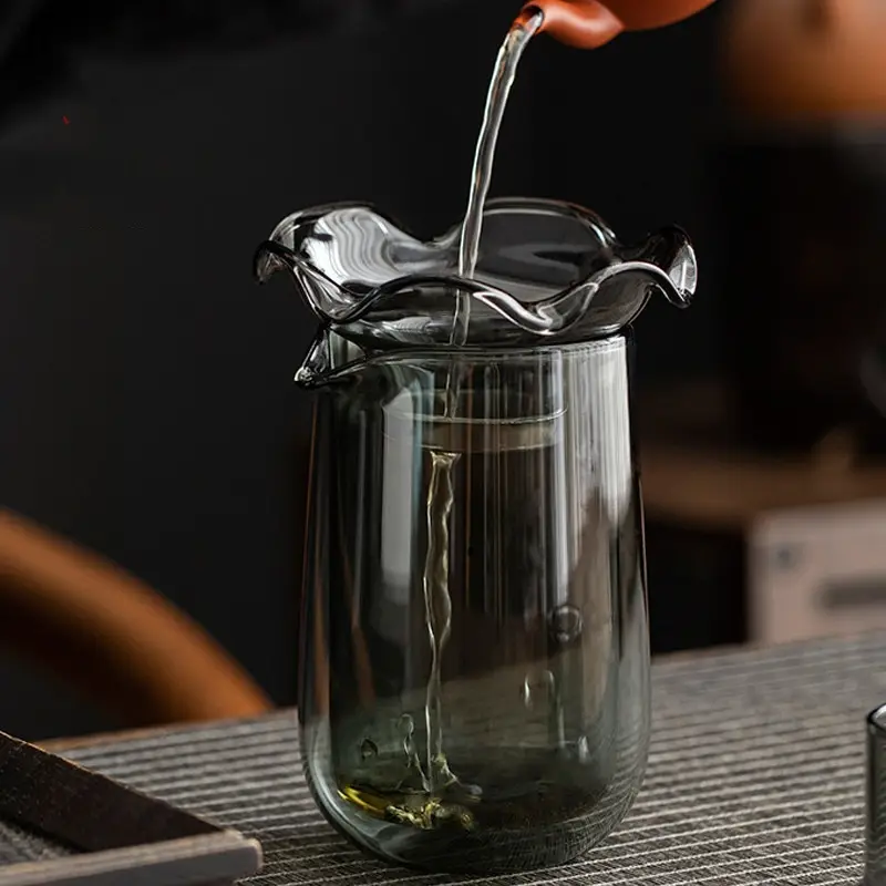 Smoke-gray Double-layer Glass Fairness Cup Tea Set