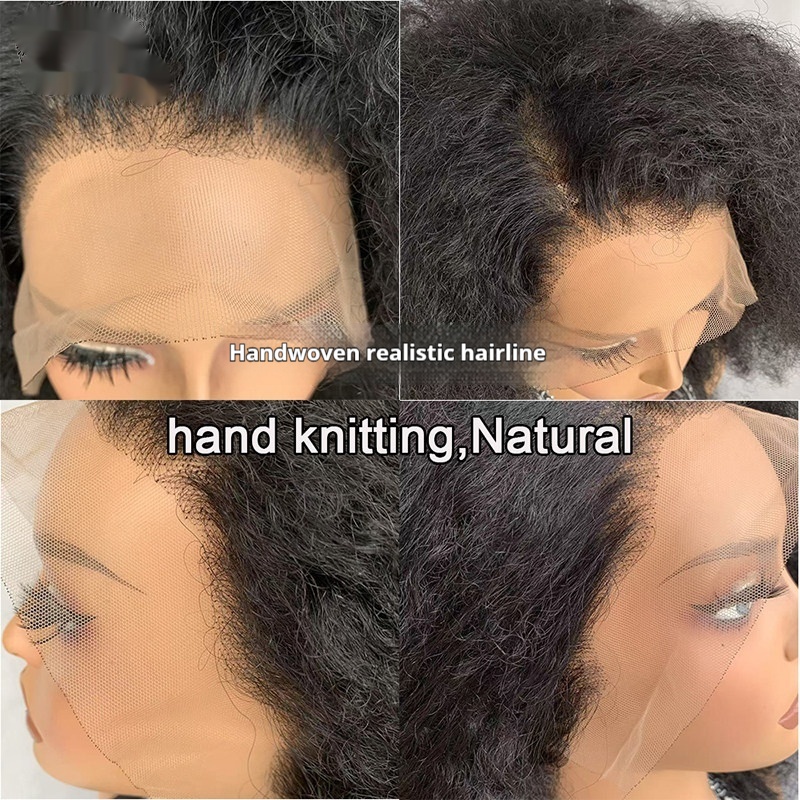 Afro Kinky Curly 80 Blend Human Hair Lace Wigs Afro Wig