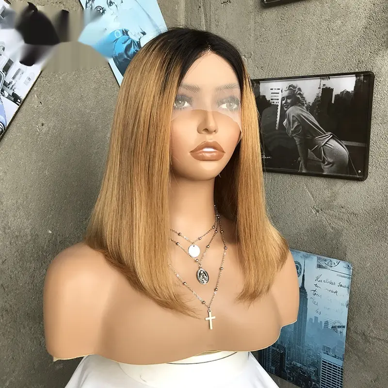 European And American Real Human Hair Straight Bob Lace Wig Cap