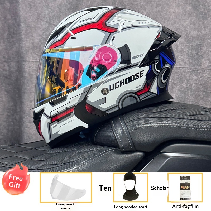 Motorcycle Open-face Helmet Winter All-season Compact Shell Dual Lenses