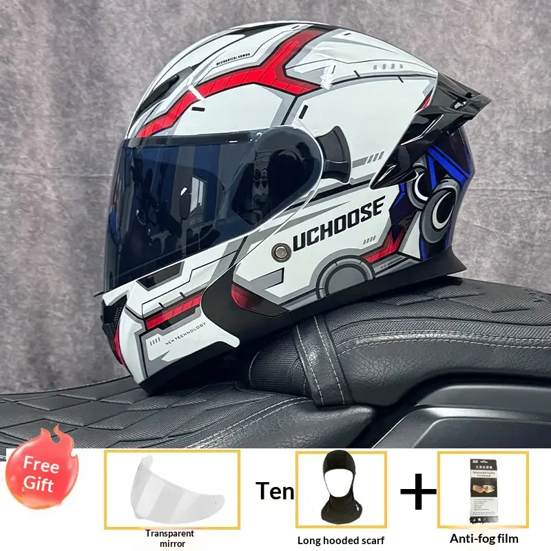 Motorcycle Open-face Helmet Winter All-season Compact Shell Dual Lenses