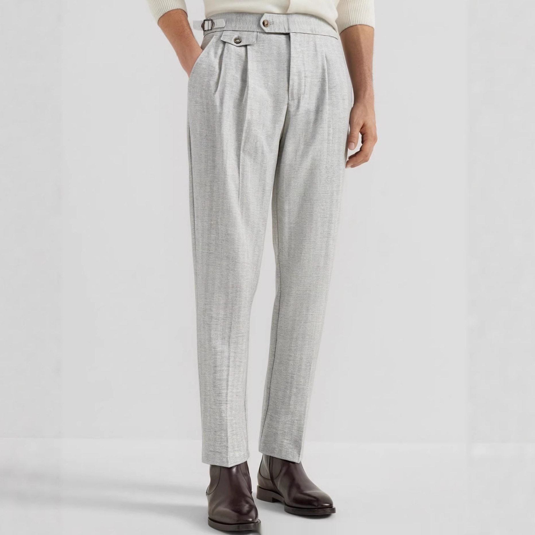 Men's Business-Casual Solid-Color Dress Trousers