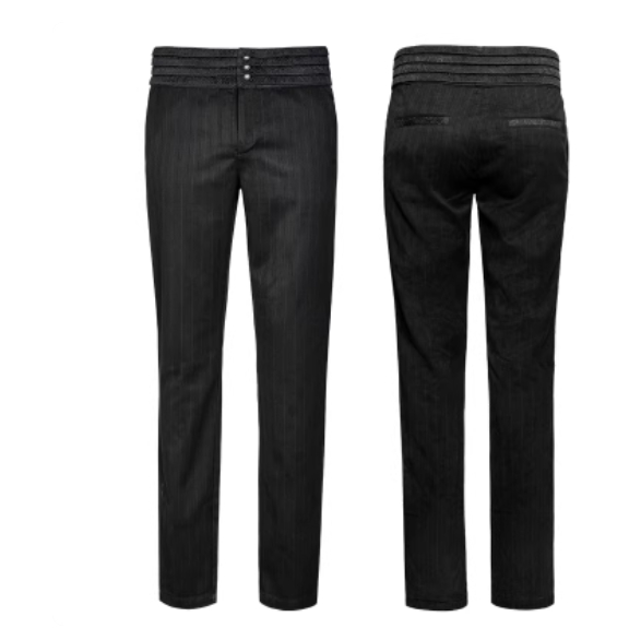 Noble Academy-Style Formal Suit Dark Striped Mens Trousers