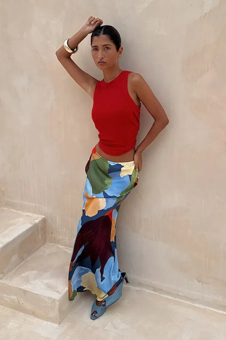 Printed Elastic Waistband Fashionable And Casual