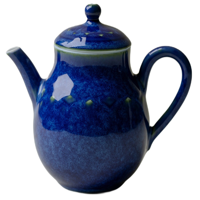 Sprinkled-blue-glazed Lotus-petal Tea Set
