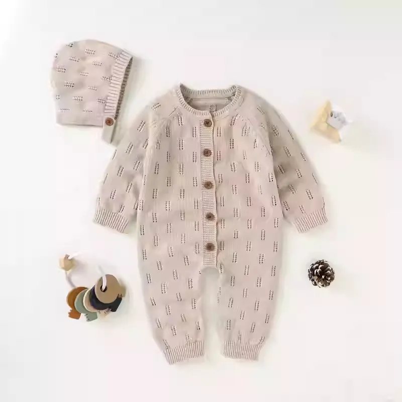 Knitted Hollow-Out Cute Long-Sleeve Jumpsuit Romper