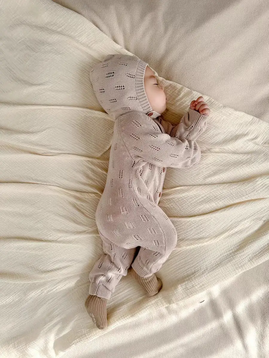Knitted Hollow-Out Cute Long-Sleeve Jumpsuit Romper
