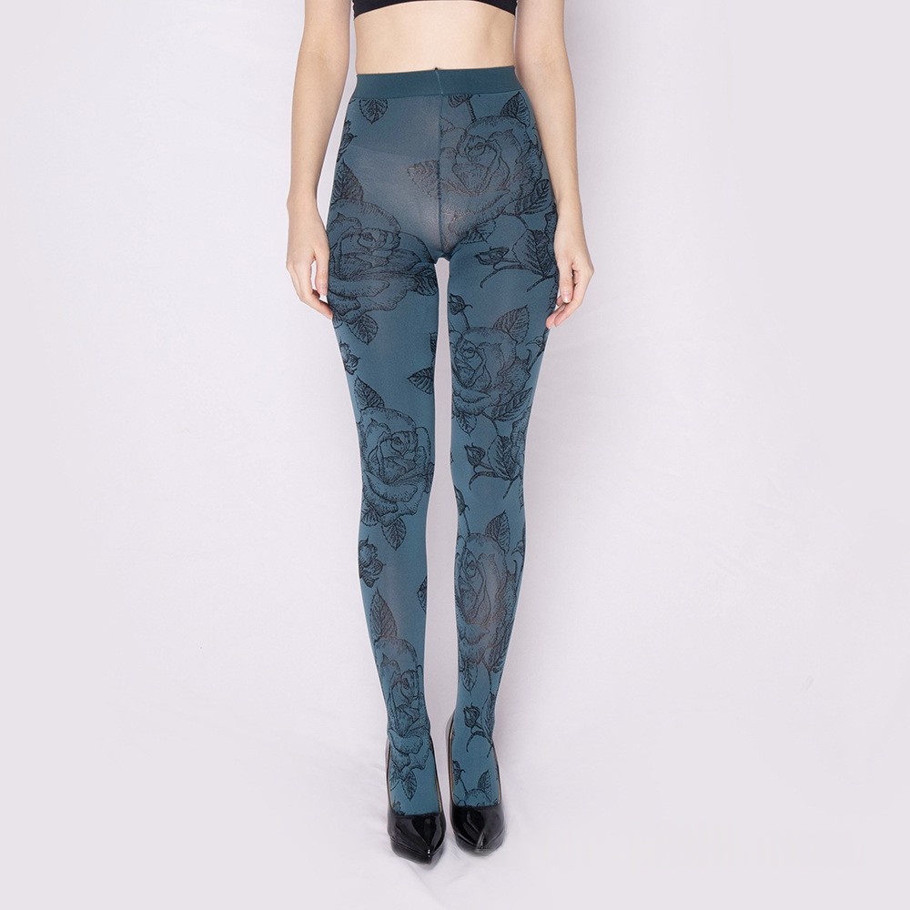 Retro 80D Velvet Ink-Wash Embroidered Tights — image 1