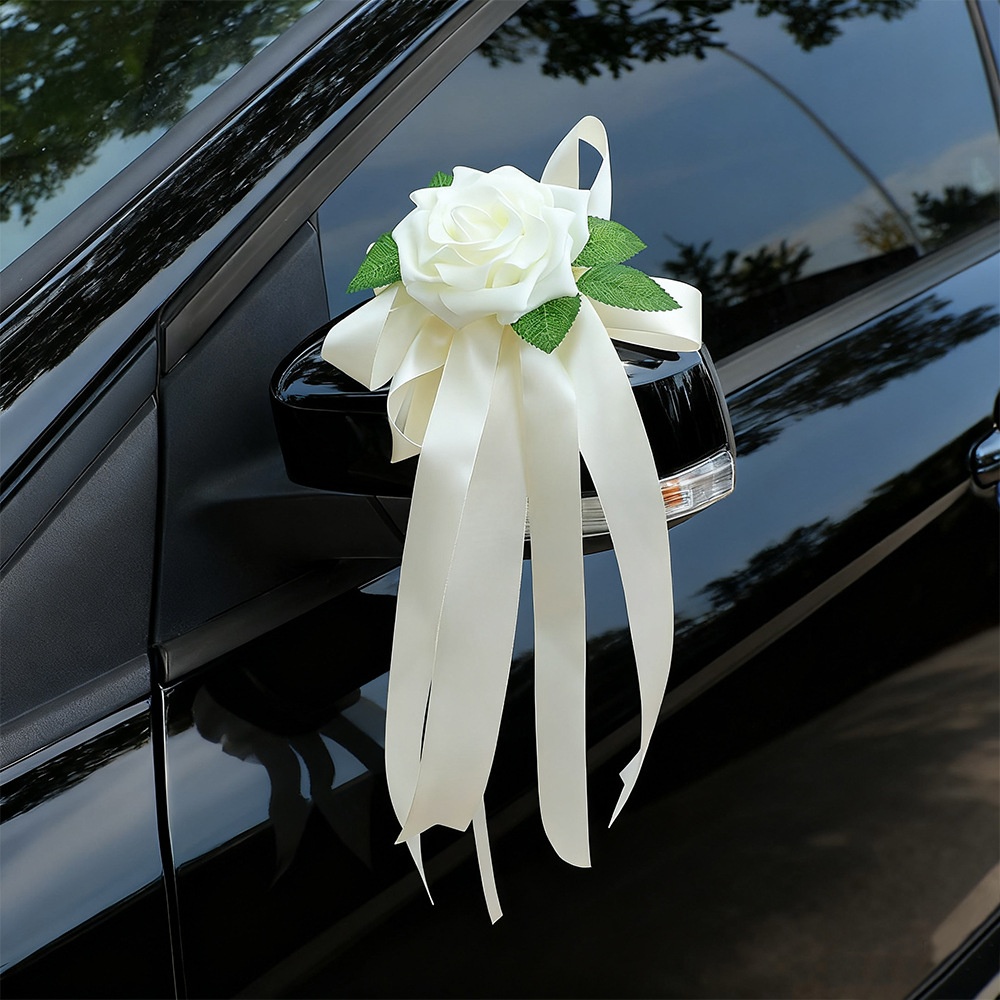 Wedding Car Mirror Decor Outdoor Wedding Door Handle Flowers