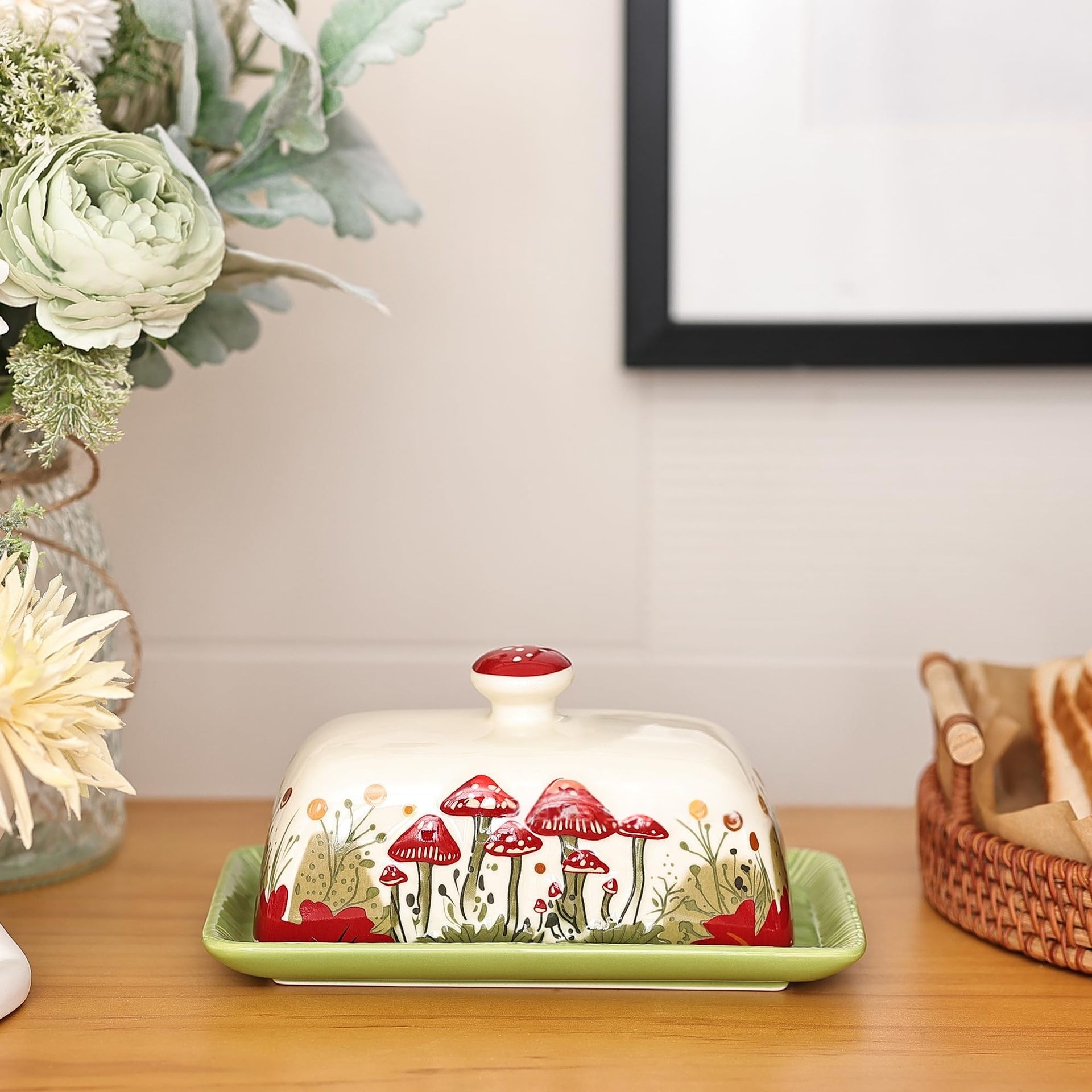 Mushroom-shaped Ceramic Butter Dish Kitchen Cheese And Dairy