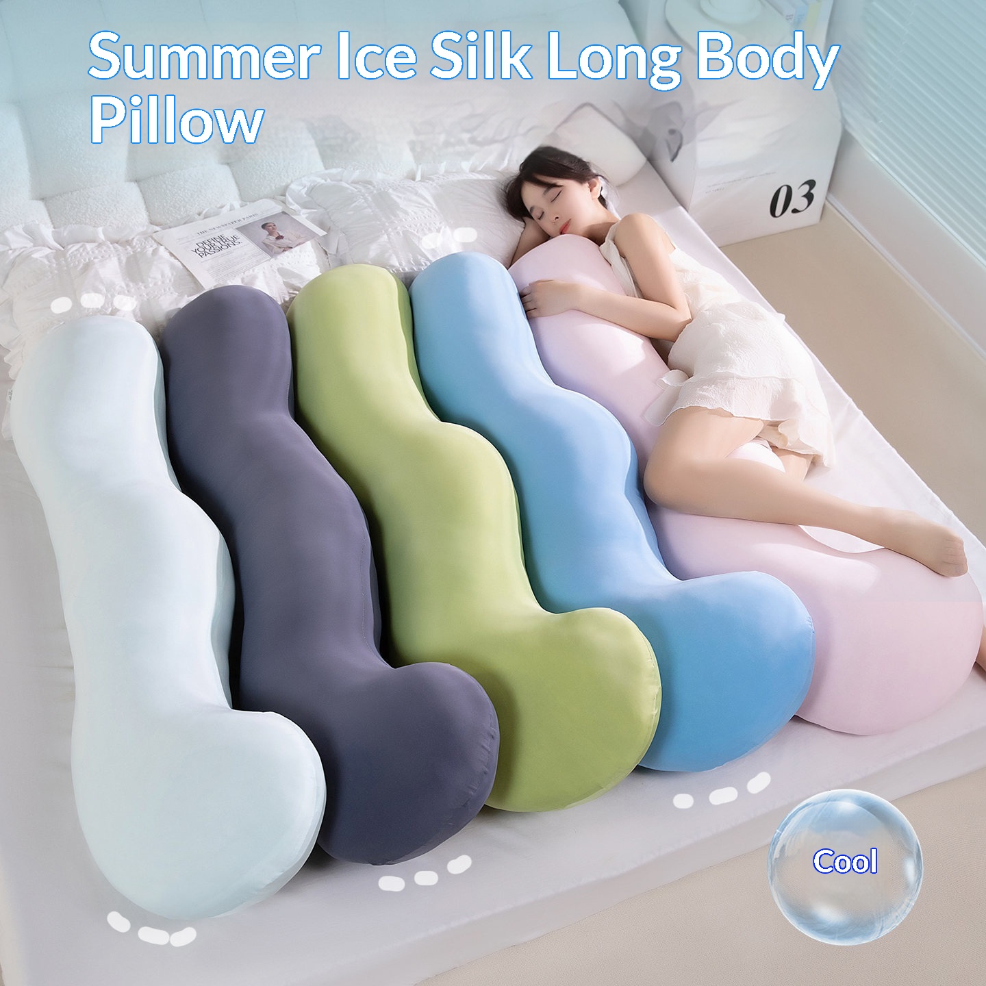Summer Cool Ice Silk Long Throw Pillow