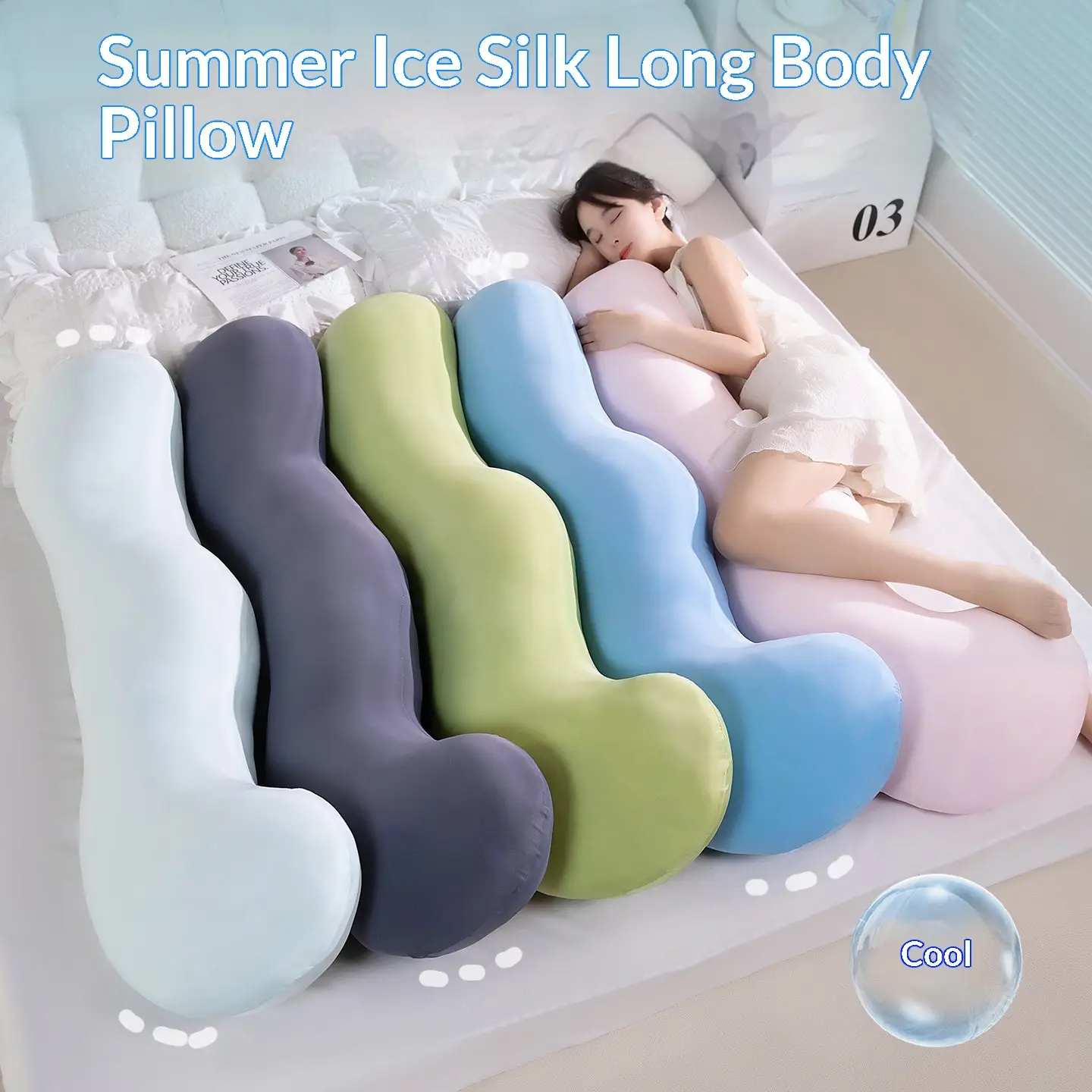 Summer Cool Ice Silk Long Throw Pillow