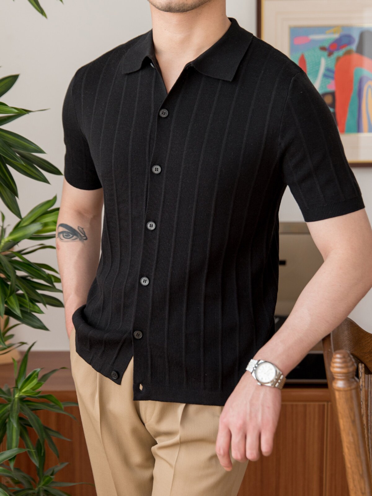 Short-Sleeve Polo Cardigan, picture 5 of 7
