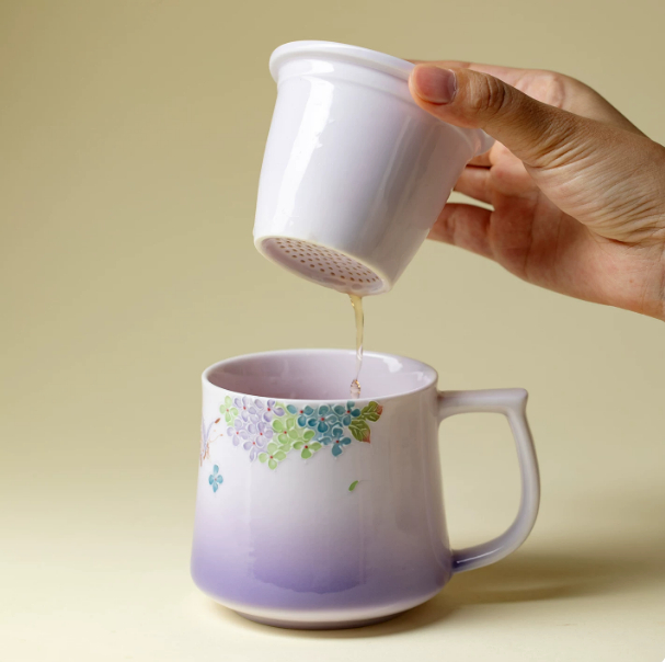 Hand-Painted Teacup Stylish Ceramic Office Mug With Lid Household Tea Cup