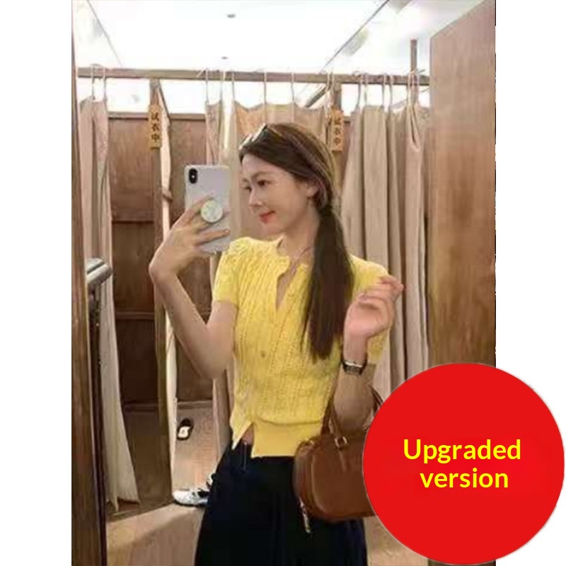 Korean-style Casual Slimming Short-sleeve Knit Top For Women Thumbnail 9