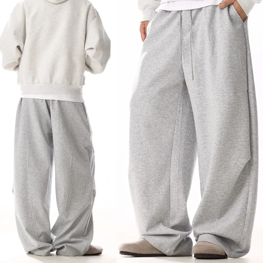 American-style Vintage Loose-fit Gray Casual Pants