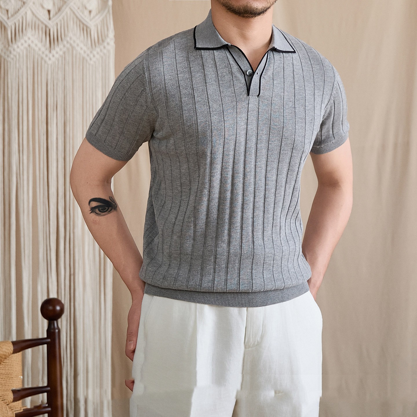 Lapel Knit Shirt, picture 2 of 5