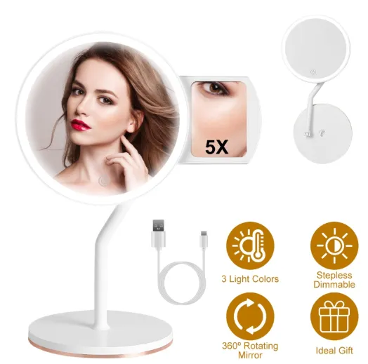 7.48In 5X Magnifying Lighted Makeup Mirror Dimmable