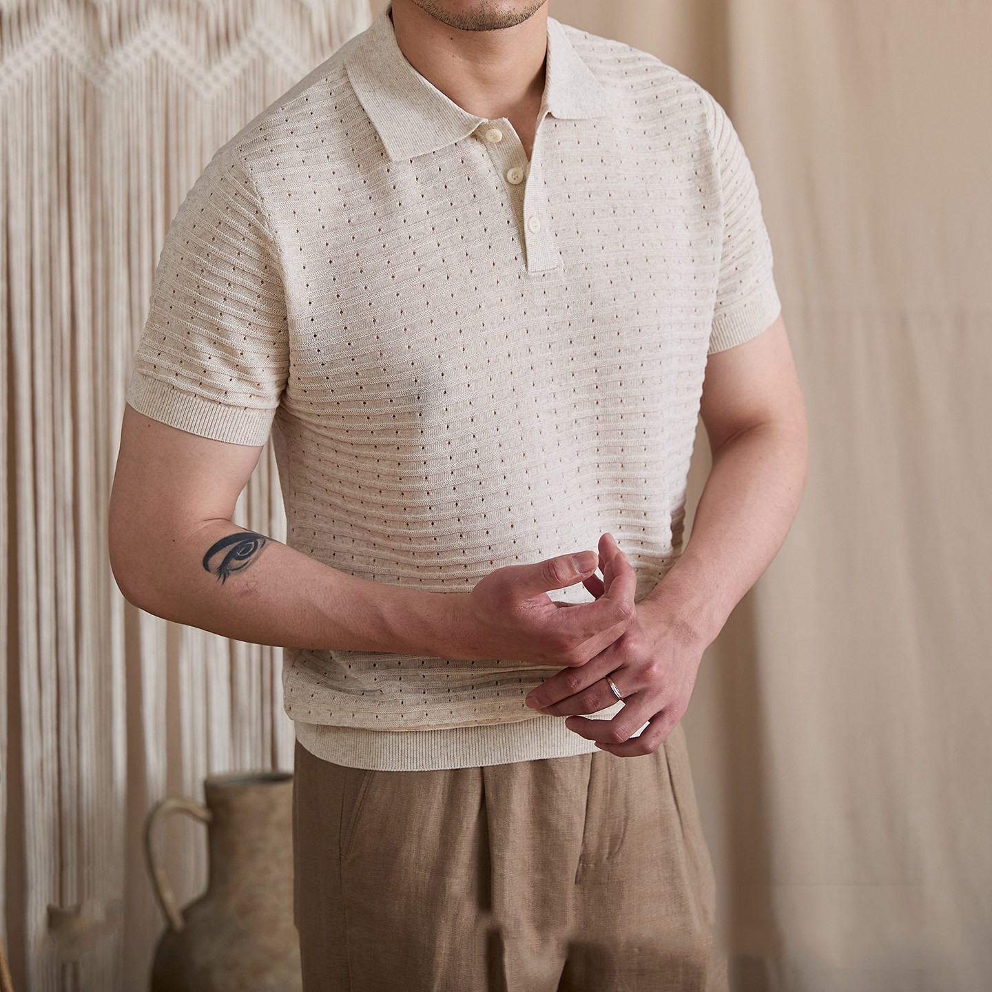 Retro Italian-style Lapel Casual Breathable T-shirt For Men