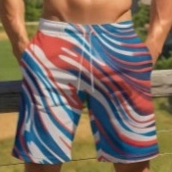 Geometric Print Fashion Mens Shorts