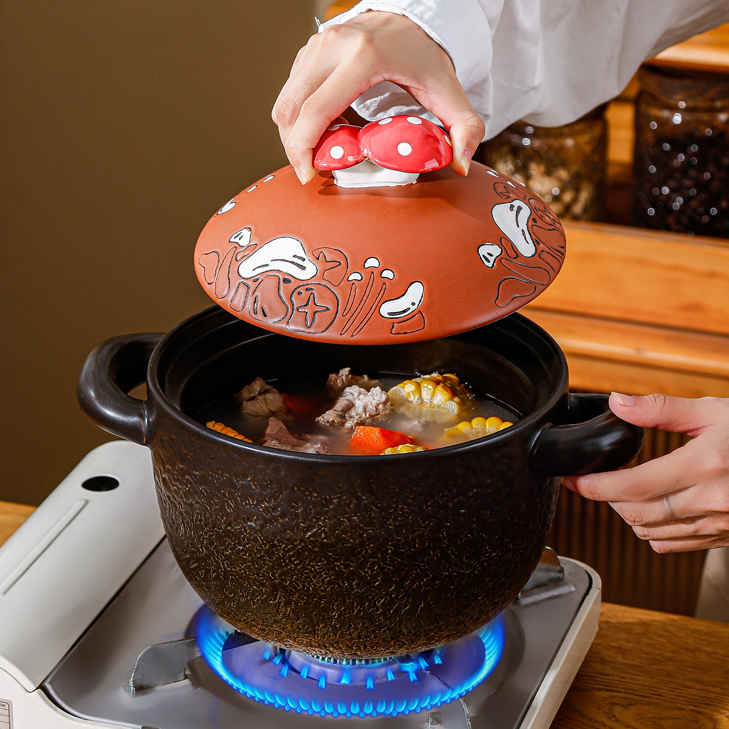 Hand-painted 3D Mushroom-cap Heat-resistant Casserole Dish