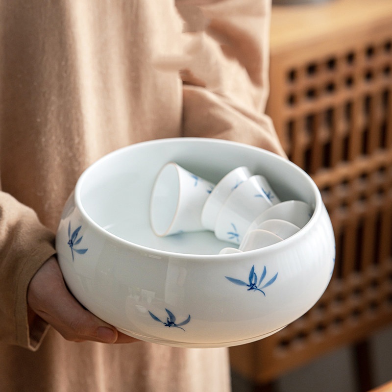 Hand-painted Small Orchid Tea Washer Large Size Household Water Basin Tea Cup And Brush Washer