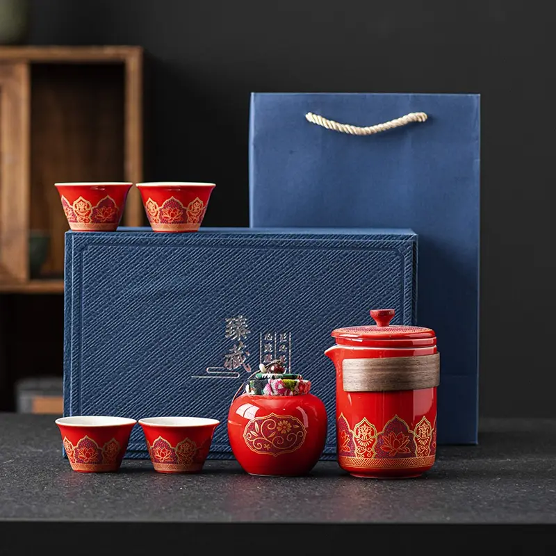 Cultural Creative Ceramic Gongfu Tea Set Portable Car Travel Quick-Guest Cup