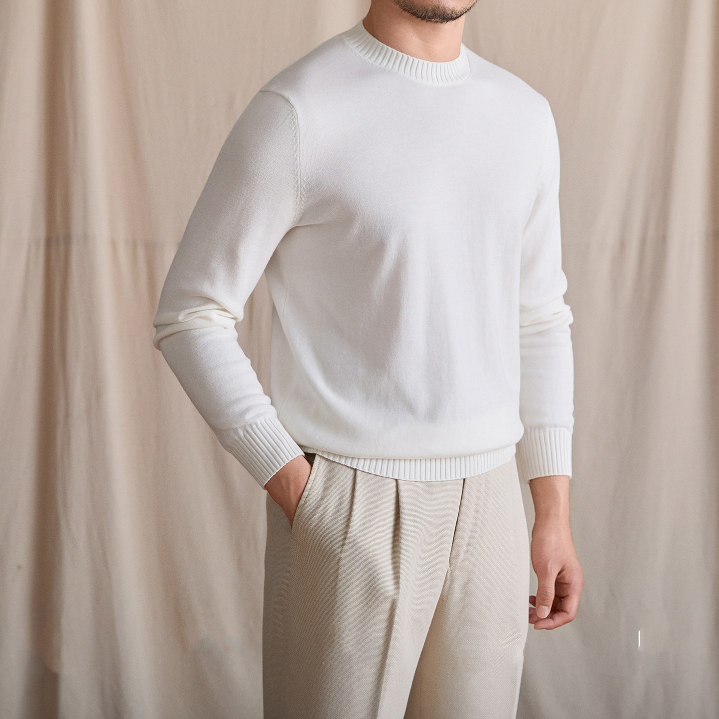 Thin Pure Cotton Knitted Long-sleeve Versatile Top