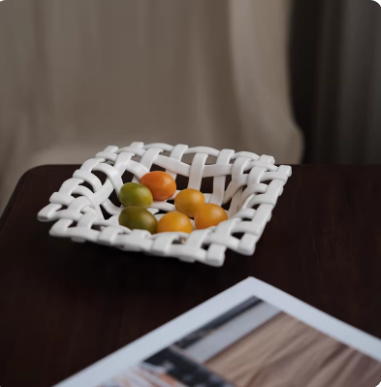 Ceramic Woven Fruit Basket, picture 2 of 5