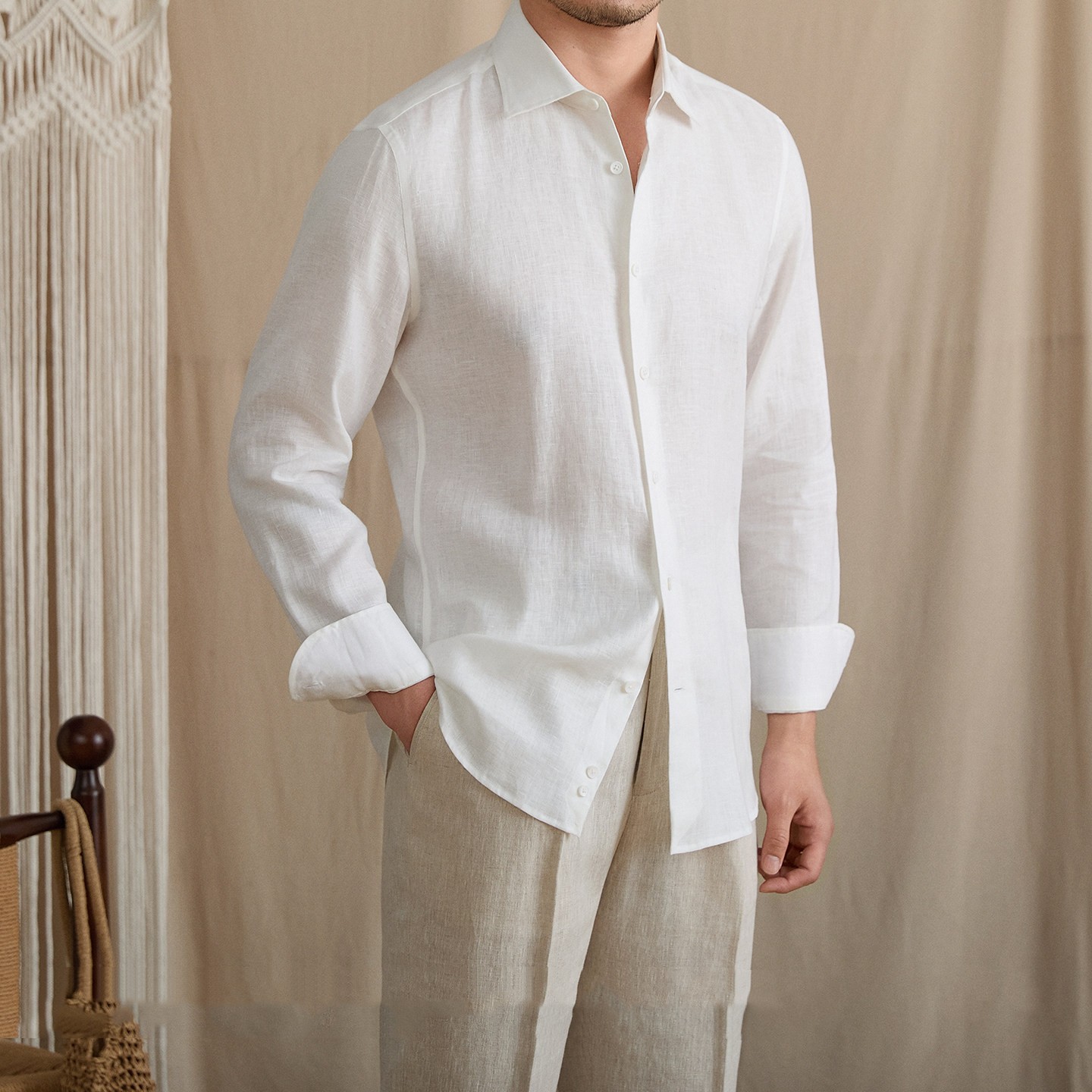 Square-Neck Linen Shirt, picture 4 of 5