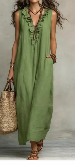 Summer Ruffle Dress With Pockets Women's Spring Elegant Casual Sleeveless A-Line Shift Dresses - 8