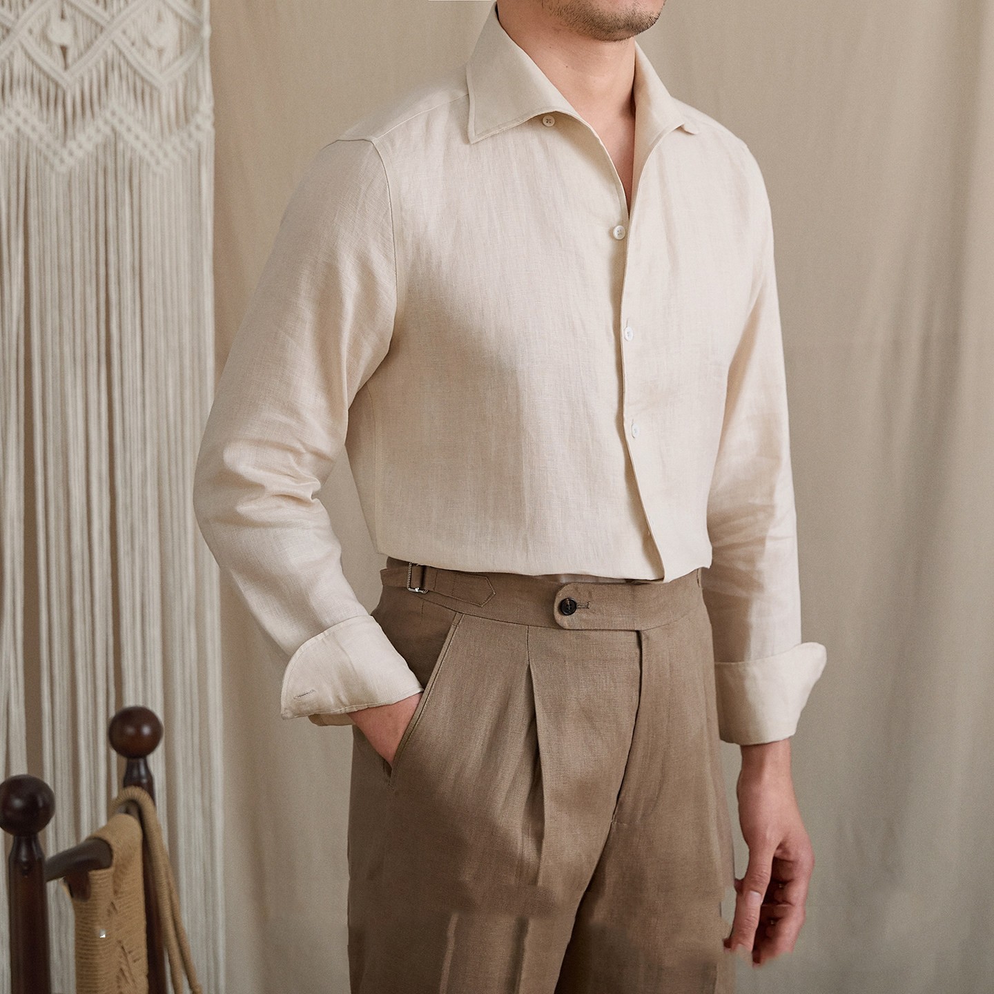 Long-Sleeve Linen Shirt