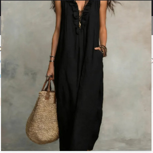 Summer Ruffle Dress With Pockets Women's Spring Elegant Casual Sleeveless A-Line Shift Dresses - 14